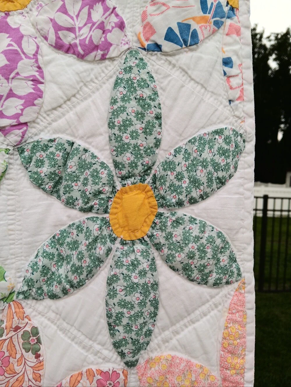Handmade Floral Patchwork Quilt in Pastel Colors